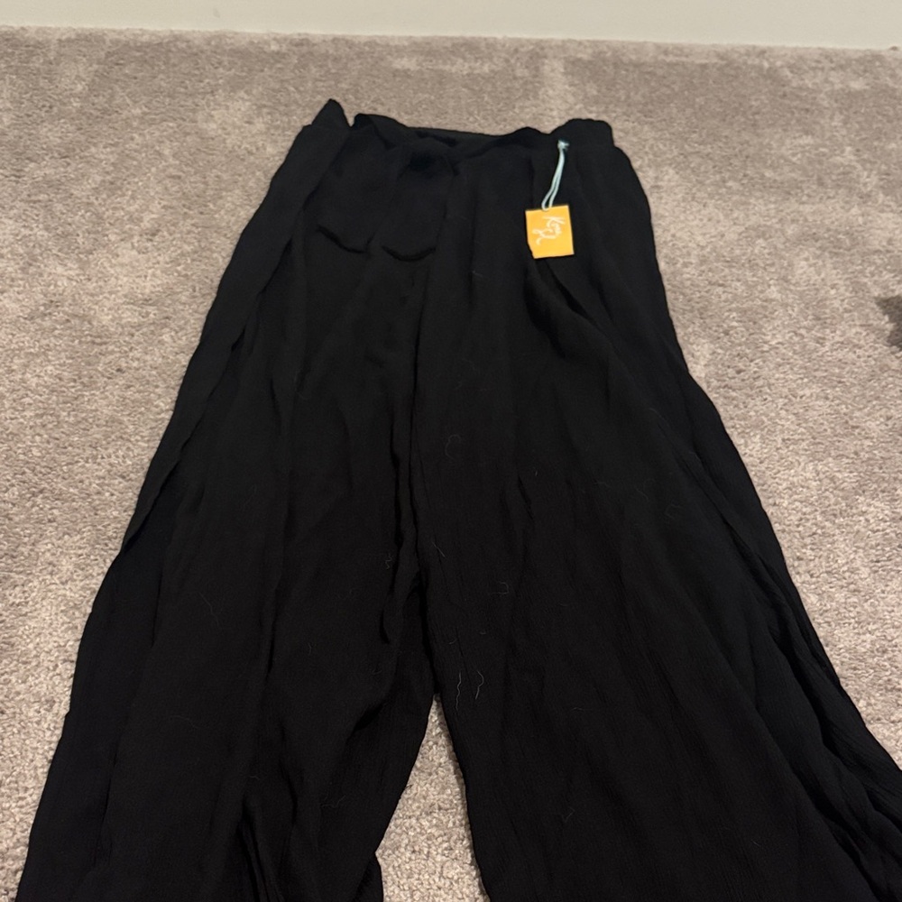 Kona Sol Black Wide Leg Beach Pants cover up